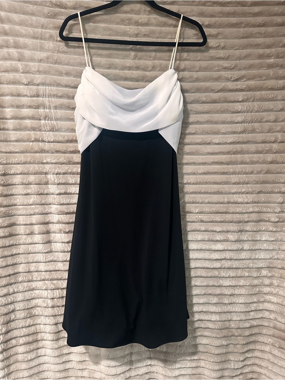 dressbarn Black and White Cowl Neck Spaghetti Strap Mini Dress